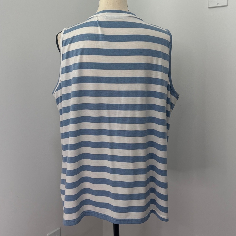 Berryou Blue and White Striped Sleeveless Top. Sz 2X - Picture 3 of 8